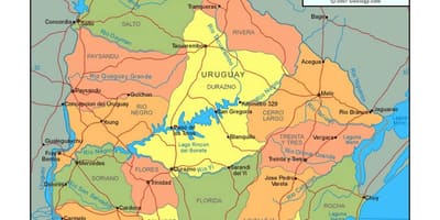 Мапа на Уругвај политички