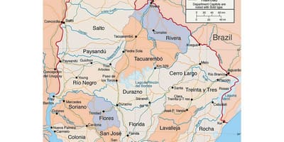 Мапа на Уругвај со citie